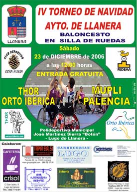 Cartel IV Trofeo de Navidad 'Ayuntamiento de Llanera' de Baloncesto en silla de ruedas
