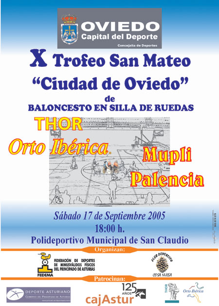 Cartel: X Trofeo San Mateo - Ciudad Oviedo de Baloncesto en silla de ruedas
