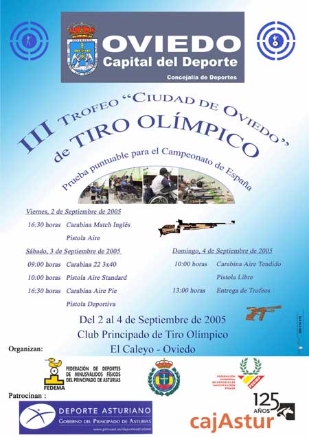Cartel del III Trofeo Ciudad de Oviedo de Tiro Olímpico